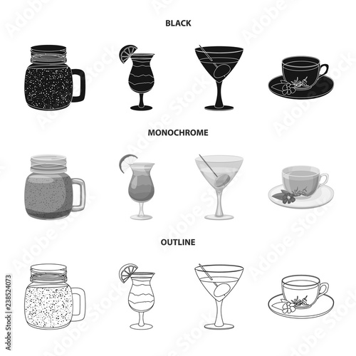 Vector illustration of drink and bar logo. Collection of drink and party stock vector illustration.