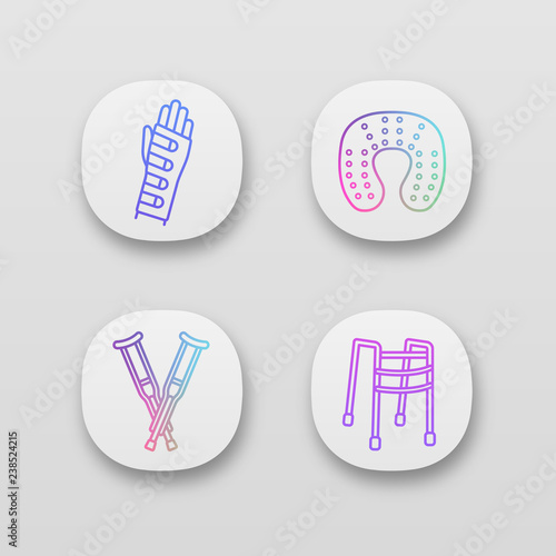 Trauma treatment app icons set
