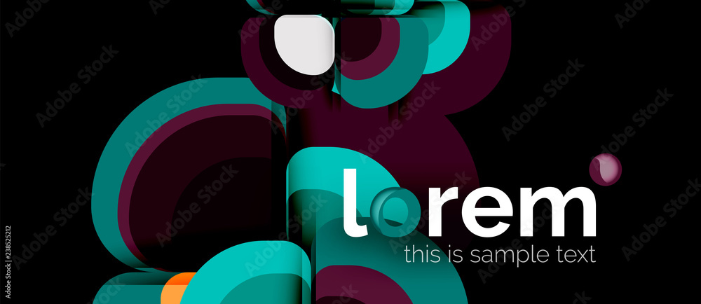 Obraz premium Abstract background - geometric multicolored round shapes composition. Trendy abstract layout template for business or technology presentation