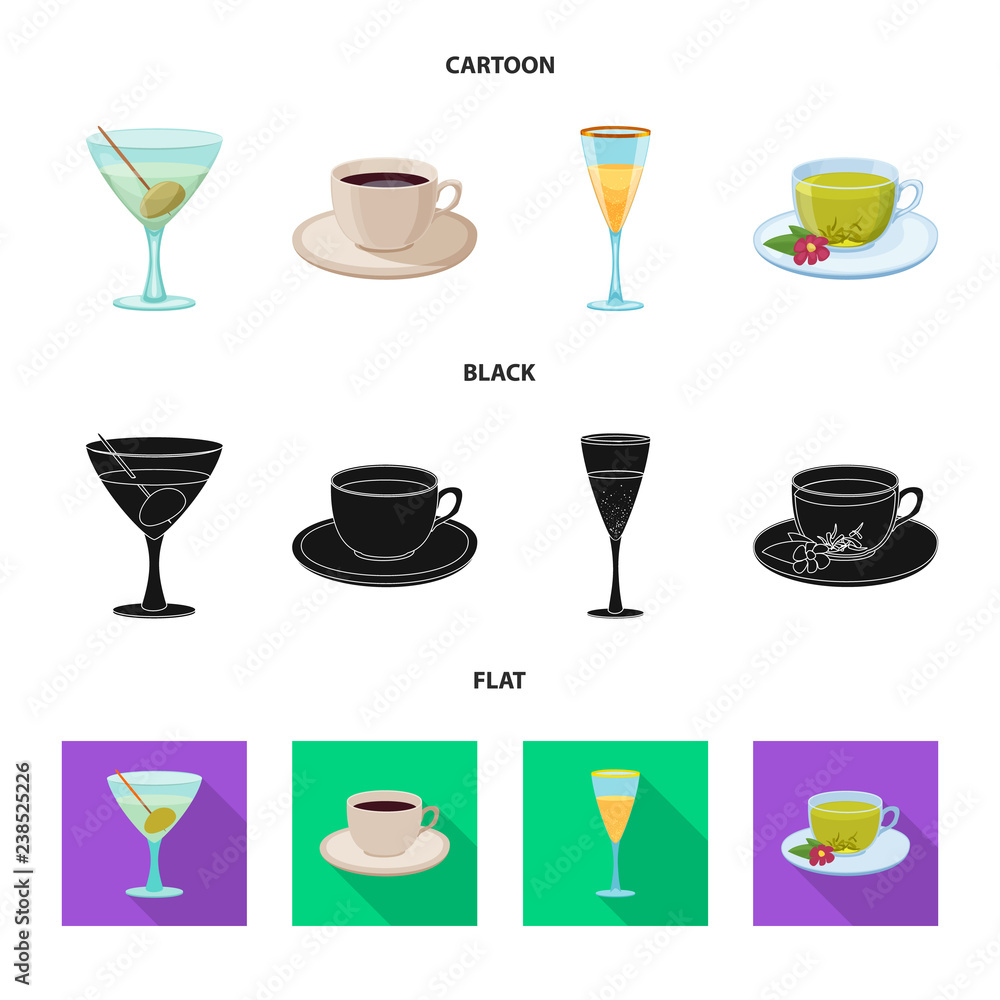 Isolated object of drink and bar logo. Collection of drink and party stock vector illustration. Isolated object of drink and bar logo. Collection of drink and party stock vector illustration.