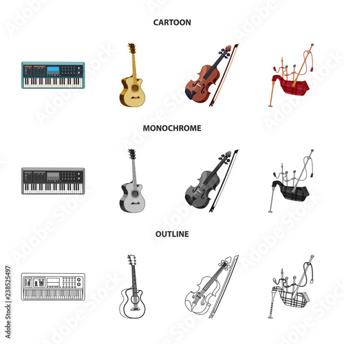 Vector design of music and tune symbol. Collection of music and tool stock vector illustration.