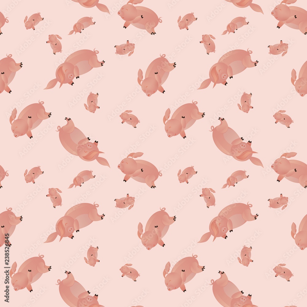 seamless pattern with pig, vector textile fabric. sweet pig seamless pattern with pig, vector textile fabric. sweet pig