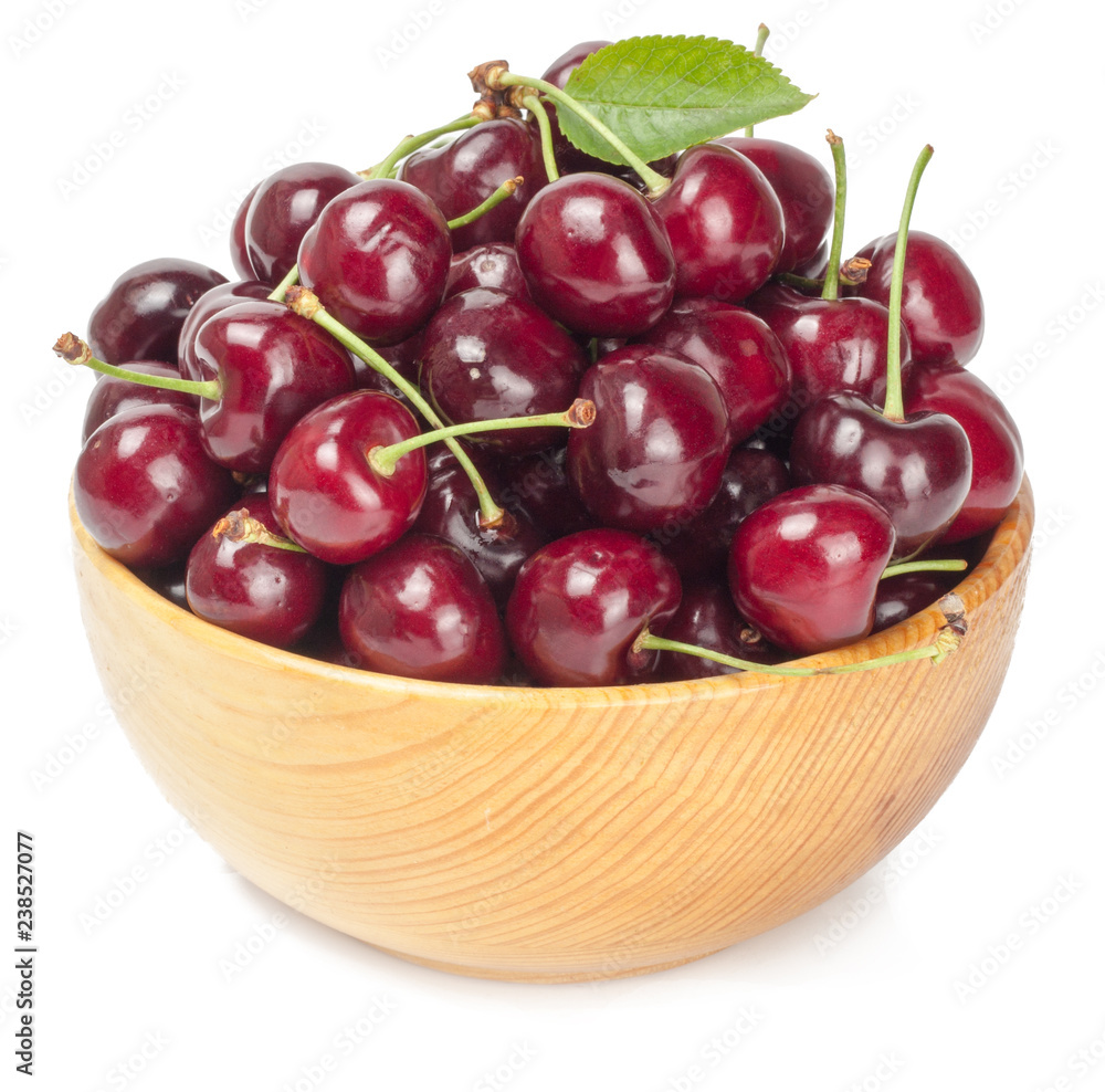 Cherries in Cup isolated on white background Cherries in Cup isolated on white background