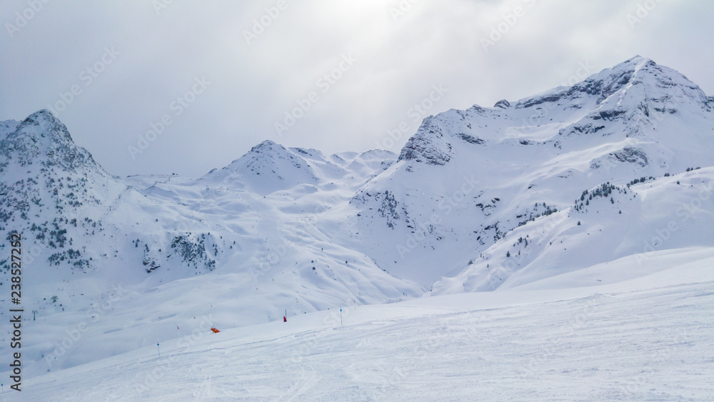 ski slope in Pirineos mountains, Spain