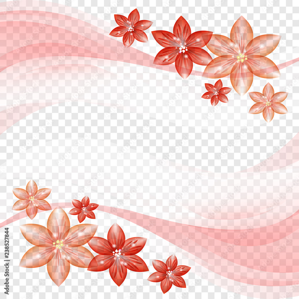 Pink flowers. Template. Transparent line background. Postcard, invitation. Postcard, congratulation. Pink flowers. Template. Transparent line background. Postcard, invitation. Postcard, congratulation.