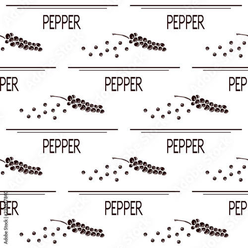 Pepper. Plant. Fruit, peas. Texture, wallpaper, seamless. Monochrome. Black silhouette on white background.