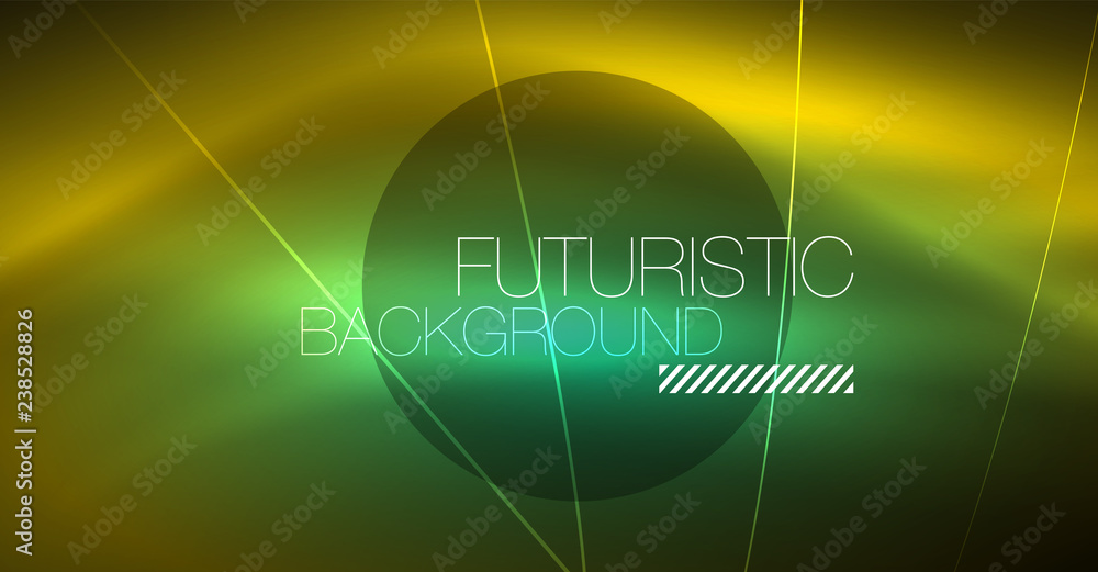 Neon glowing magic background, neon banner, night sky wallpaper. Magic light effect. Christmas abstract pattern.