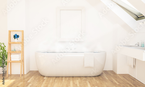 attic bathroom poster mockup