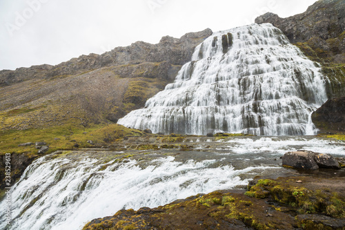 Majestic dynjandi waterfall, sight in west fjords, Iceland