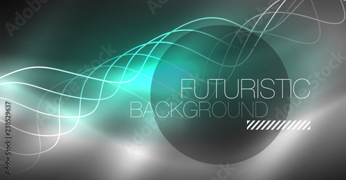 Neon lines wave background. Abstract composition
