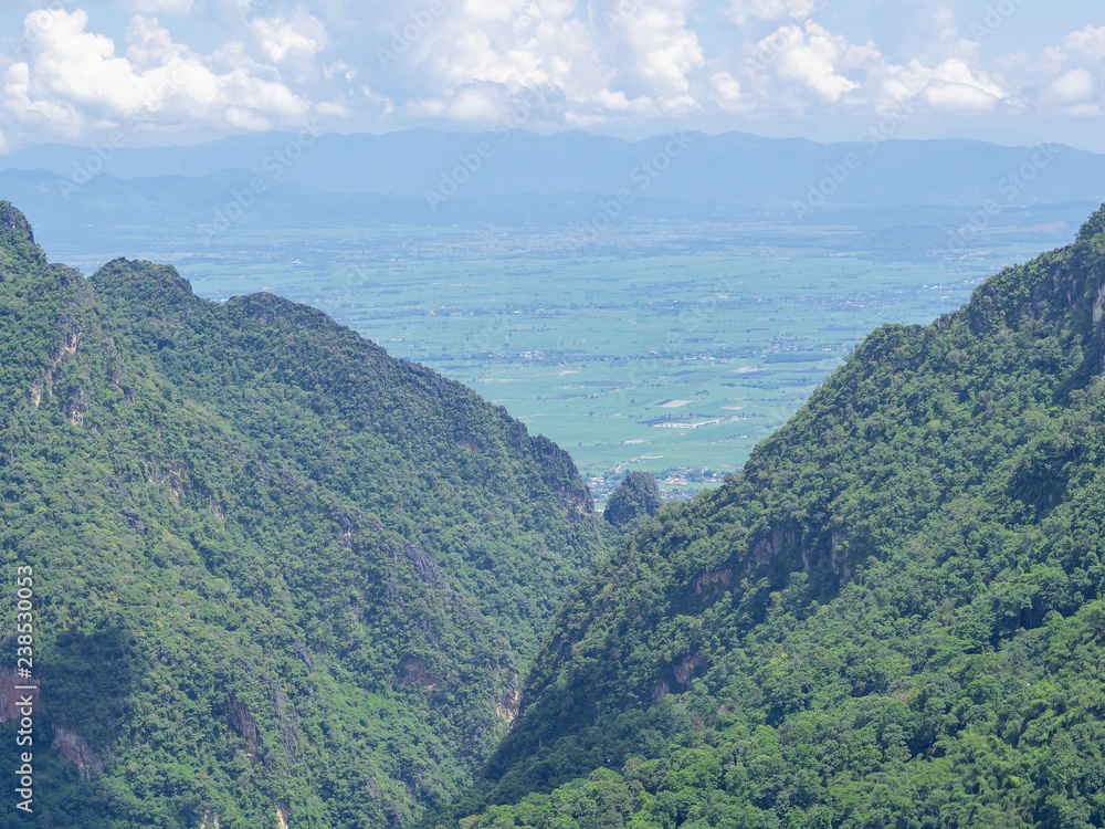 Fototapeta premium Scenic view landscape of mountains in northern thailand.