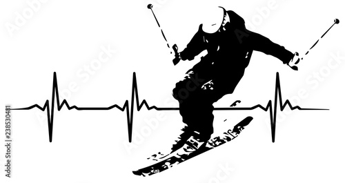 Skiing heartbeat #isoliert #vektor - Ski Herzschlag photo