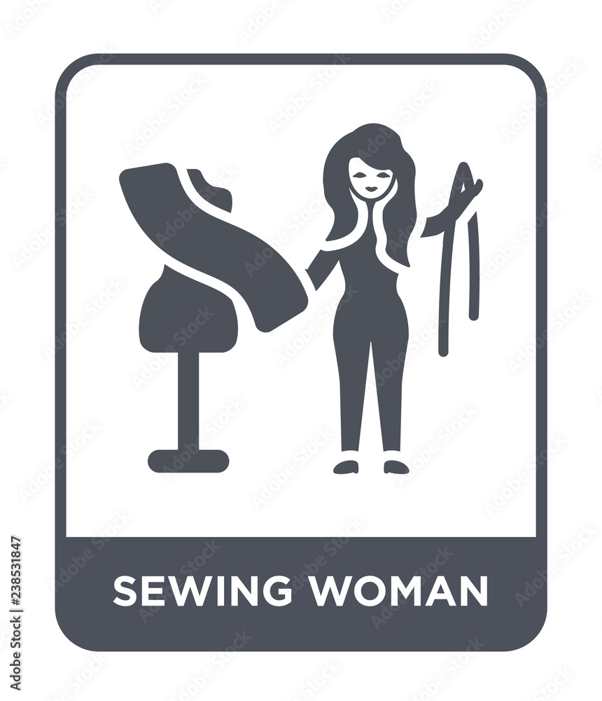 sewing woman icon vector