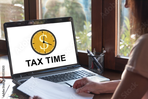 Tax time concept on a laptop screen