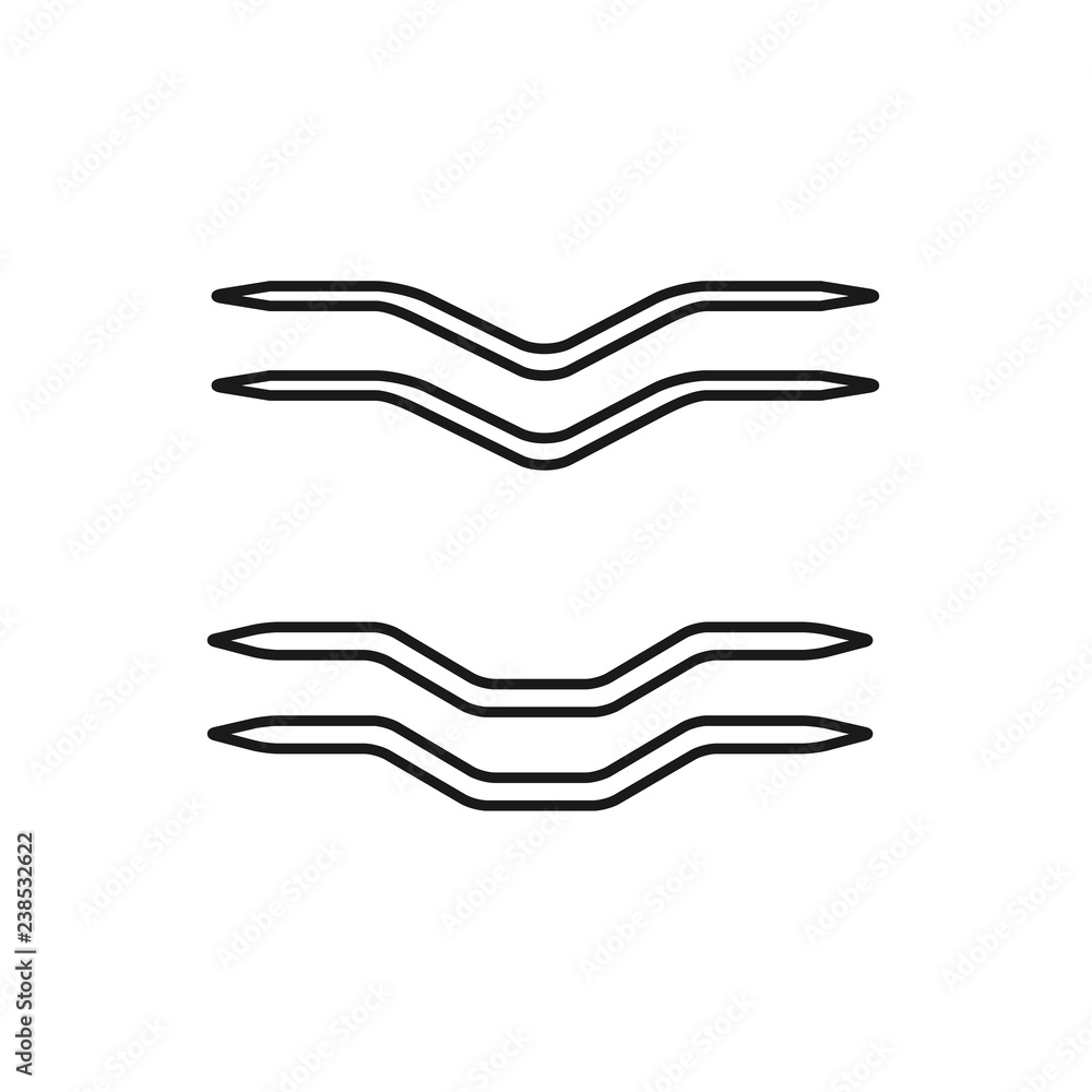 Obraz premium Black & white vector illustration of knitting twist needle. Line icon of crochet hook weaving tool. Isolated object