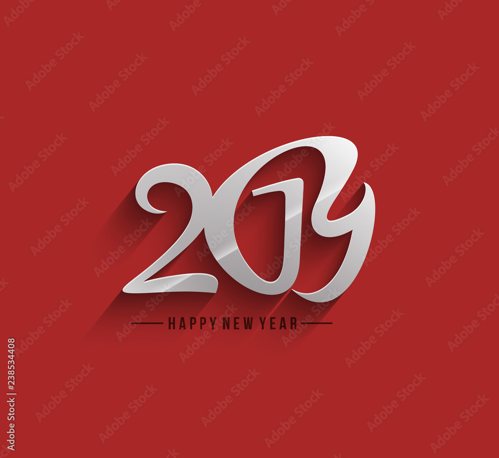 Happy New Year 2019 Text Design Patter, Vector illustration. Happy New Year 2019 Text Design Patter, Vector illustration.