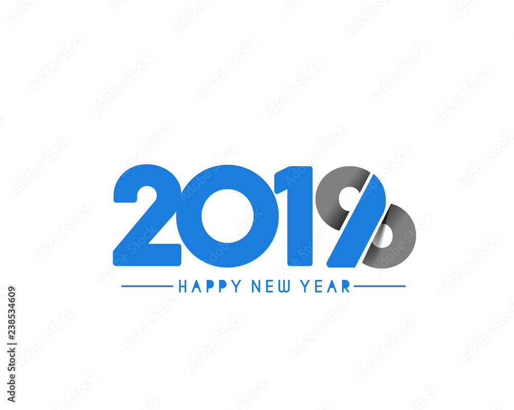 Happy New Year 2019 Text Design Patter, Vector illustration. Happy New Year 2019 Text Design Patter, Vector illustration.