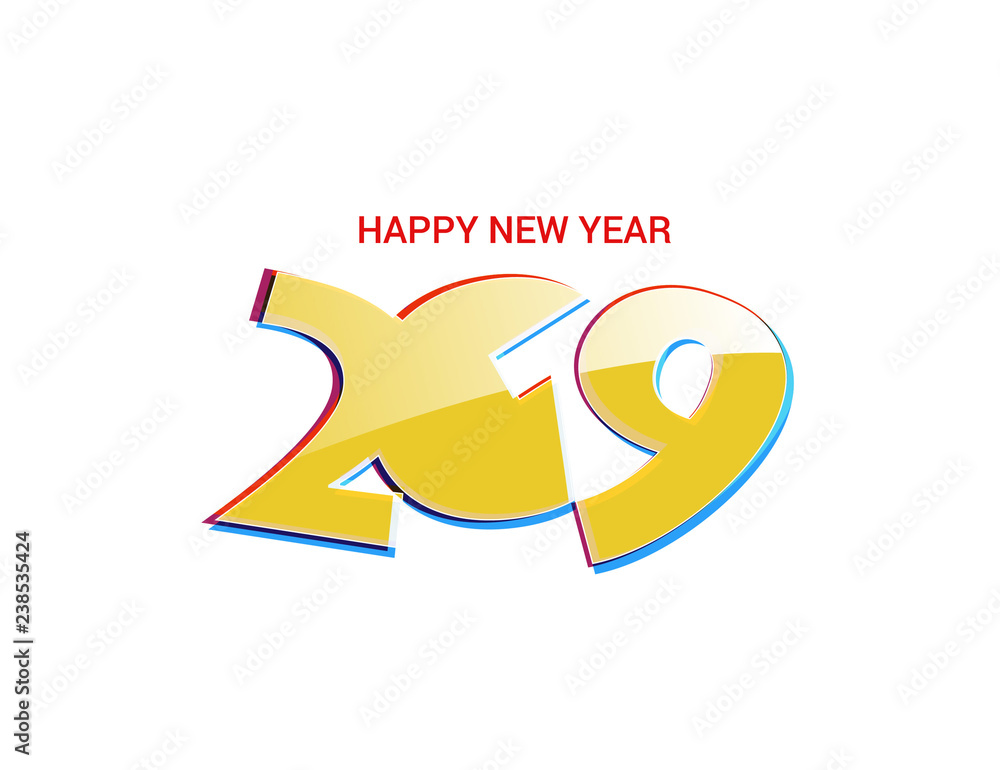 Happy New Year 2019 Glowing Text Design Patter, Vector illustration. Happy New Year 2019 Glowing Text Design Patter, Vector illustration.