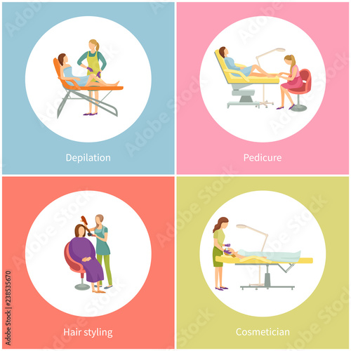 Depilation and Pedicure by Pedicurist Set Vector
