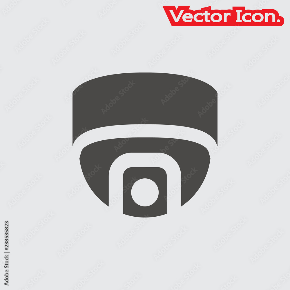 Security camera icon isolated sign symbol and flat style for app, web and digital design. Vector illustration. Security camera icon isolated sign symbol and flat style for app, web and digital design. Vector illustration.