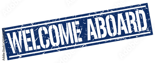 welcome aboard square grunge stamp