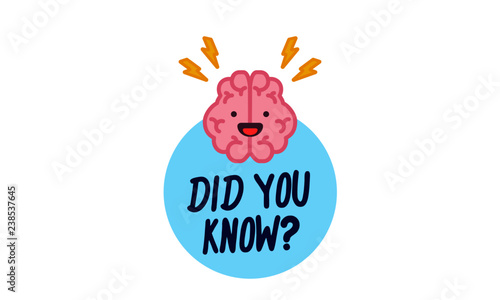 Did You Know with Brain Cartoon Vector Illustration