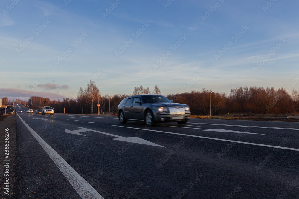 Country highway, freshly repaired, sunny autumn day Country highway, freshly repaired, sunny autumn day