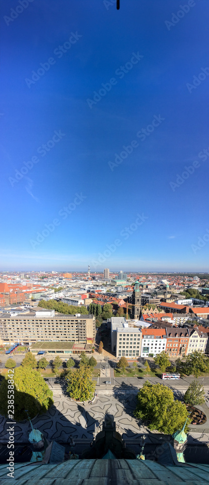 Fototapeta premium Aerial panoramic view across city of Hannover, Germany