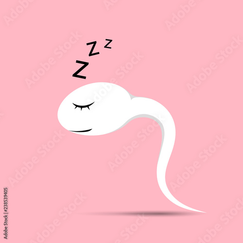 Slow tired sperm sleep. Infertility problem concept. Low sperm motility. Men fertility problem. Funny Vector illustration.