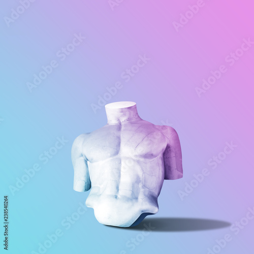 Magic marble - Wall mural Body of statue in bold pink and blue neon colors on gradient background. Minimal art fantasy concept.