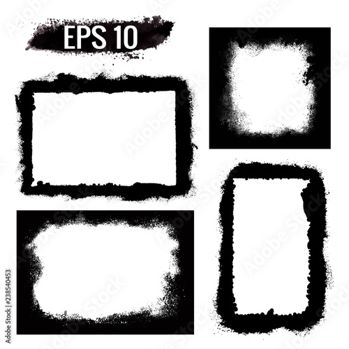 A set of frames in the grunge style. Artistic texture background. Vector illustration.