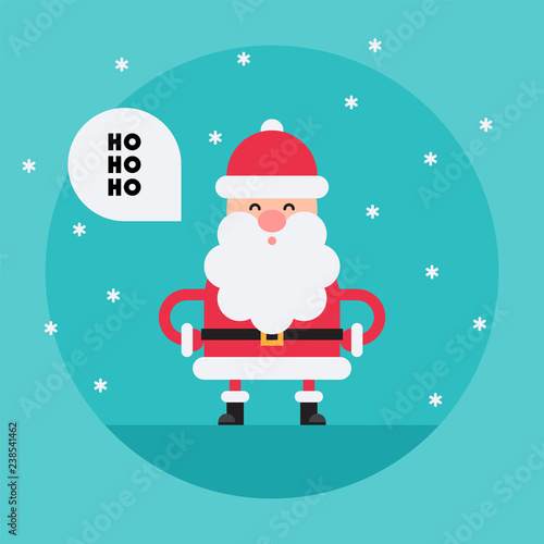 Laughing cartoon Santa Claus in flat style