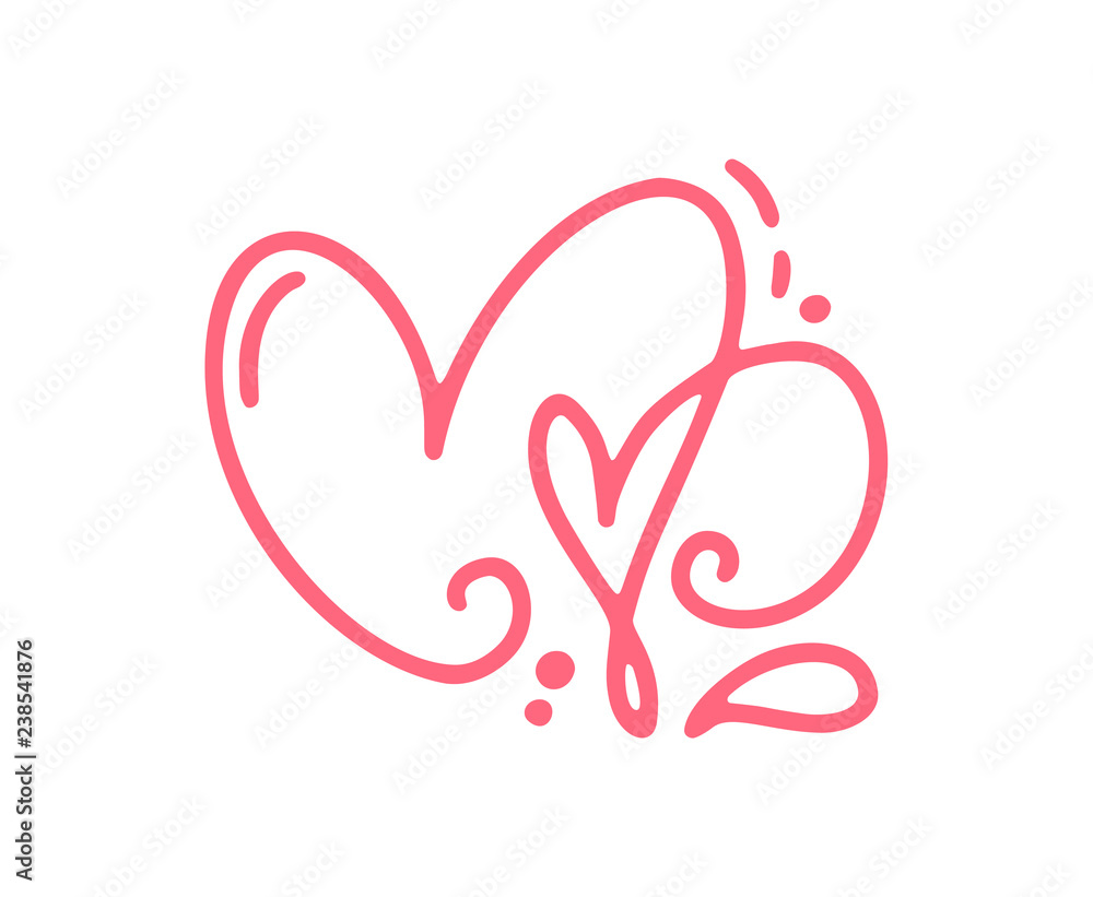Couple monoline Red Vector Valentines Day Hand Drawn Calligraphic two Hearts. Holiday Design element valentine. Icon love decor for web, wedding and print. Isolated Calligraphy lettering illustration Couple monoline Red Vector Valentines Day Hand Drawn Calligraphic two Hearts. Holiday Design element valentine. Icon love decor for web, wedding and print. Isolated Calligraphy lettering illustration