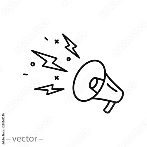bullhorn icon, megaphone line vector illustration on white background - editable stroke