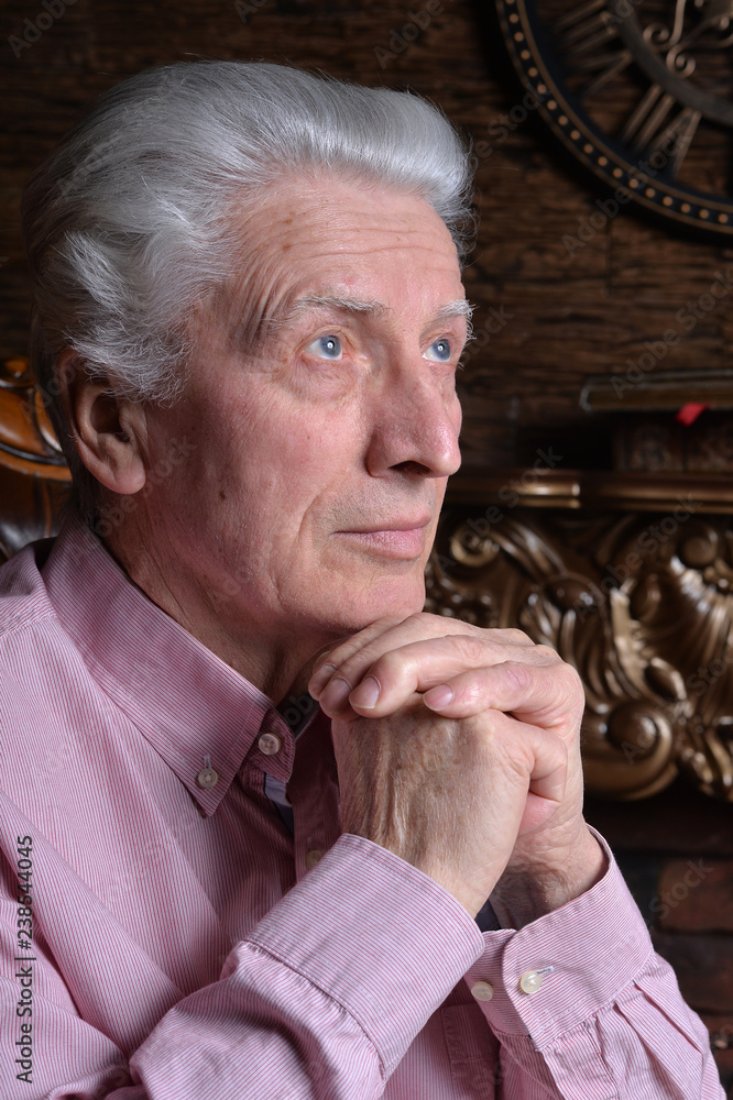 Close up portrait of thoughtful senior man Close up portrait of thoughtful senior man