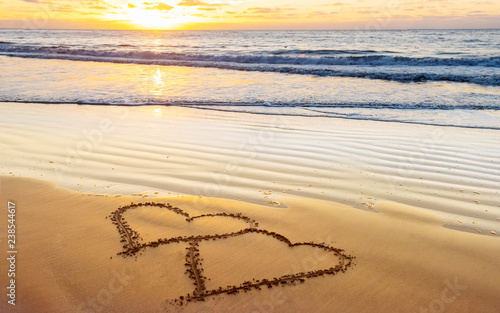Love  heart on sea beach