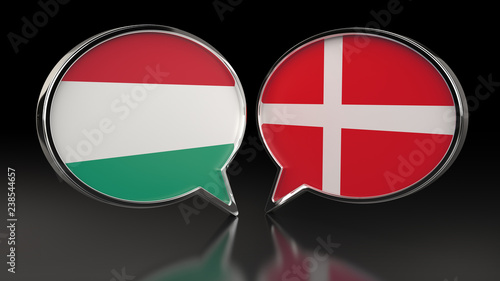 Free Download Hungary and United Kingdom flags with Speech Bubbles. 3D illustration - GFXLoad