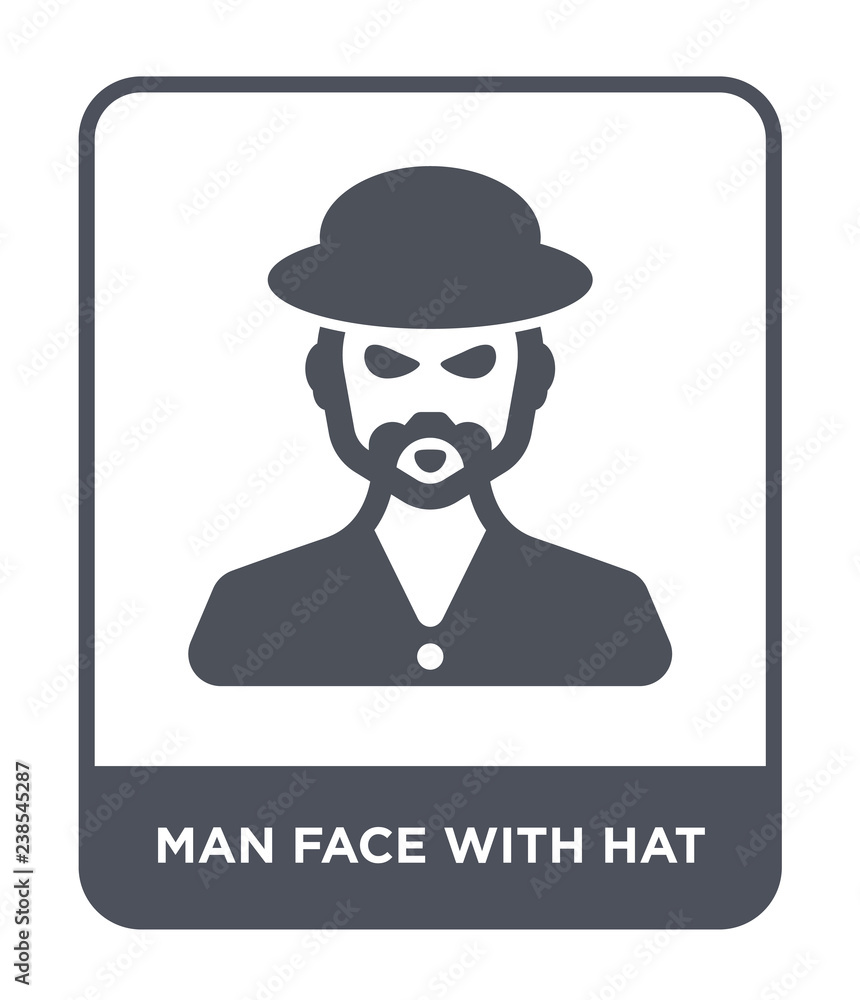 man face with hat icon vector