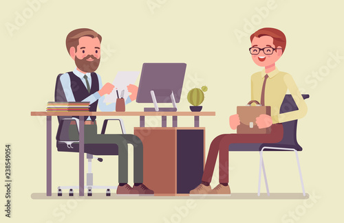 HR interview, screening, talking with job applicant
