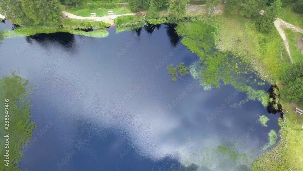 One can really find peace out here. We can see a dark blue lake and beautiful green meadows and forests. Aerial shot. One can really find peace out here. We can see a dark blue lake and beautiful green meadows and forests. Aerial shot.