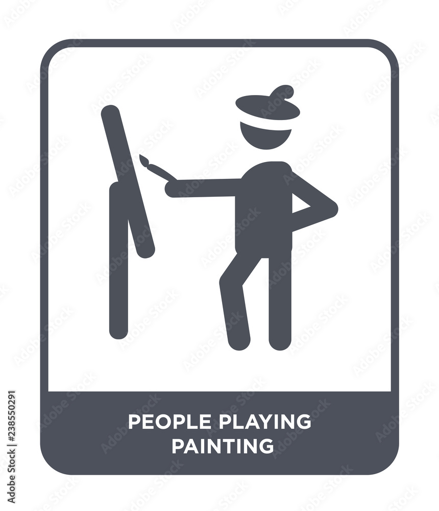 people playing painting icon vector