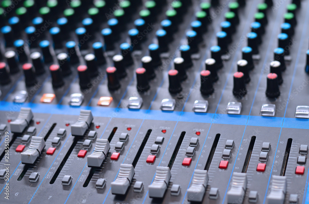 Sound mixer control panel in wedding ceremony Sound mixer control panel in wedding ceremony