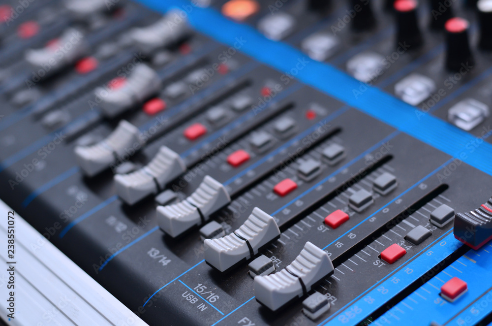 Sound mixer control panel in wedding ceremony Sound mixer control panel in wedding ceremony
