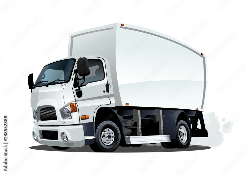 Cartoon delivery or cargo truck isolated on white background