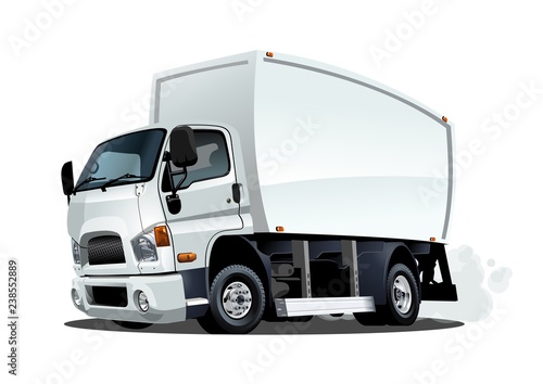 Cartoon delivery or cargo truck isolated on white background