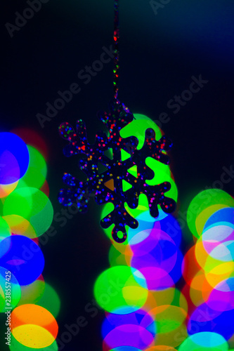 Christmas lights bokeh snowflake snow
