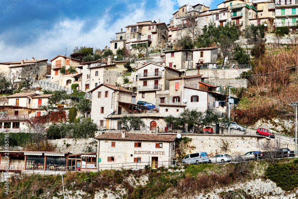 Landscape of the ancient village of Castel Di Tora a beautiful Italian villages located in the province of Rieti