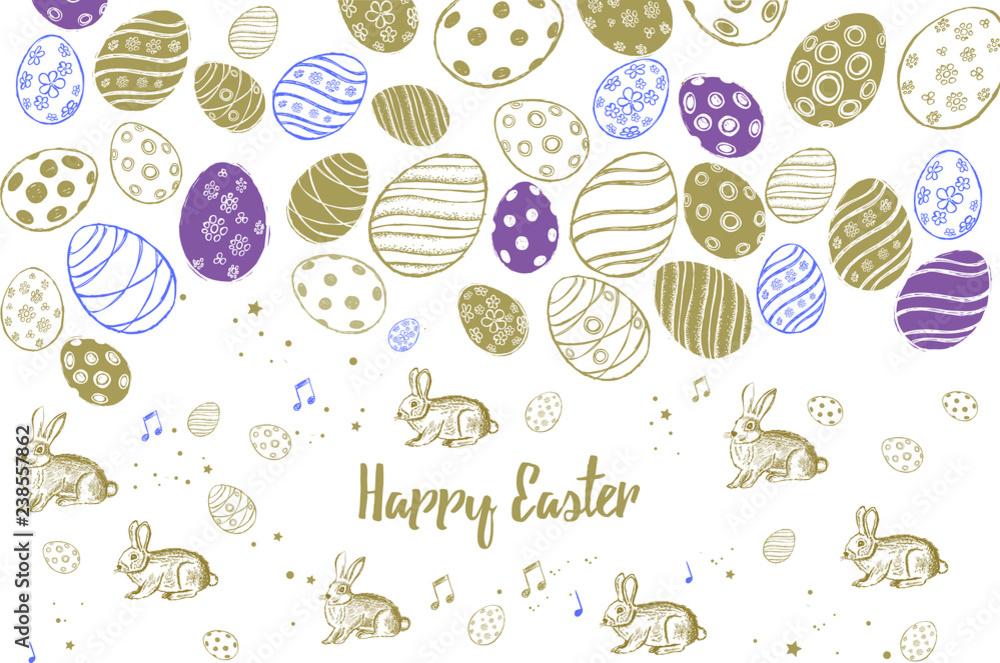 Doodle decorative eggs and elements for Easter. Doodle decorative eggs and elements for Easter.