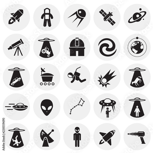 Space icons set on circles background for graphic and web design, Modern simple vector sign. Internet concept. Trendy symbol for website design web button or mobile app