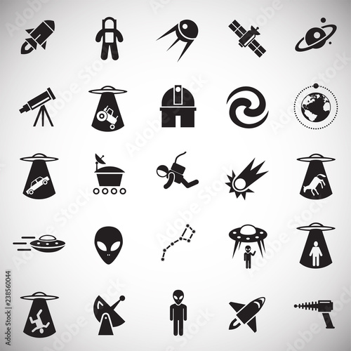 Space icons set on white background for graphic and web design, Modern simple vector sign. Internet concept. Trendy symbol for website design web button or mobile app